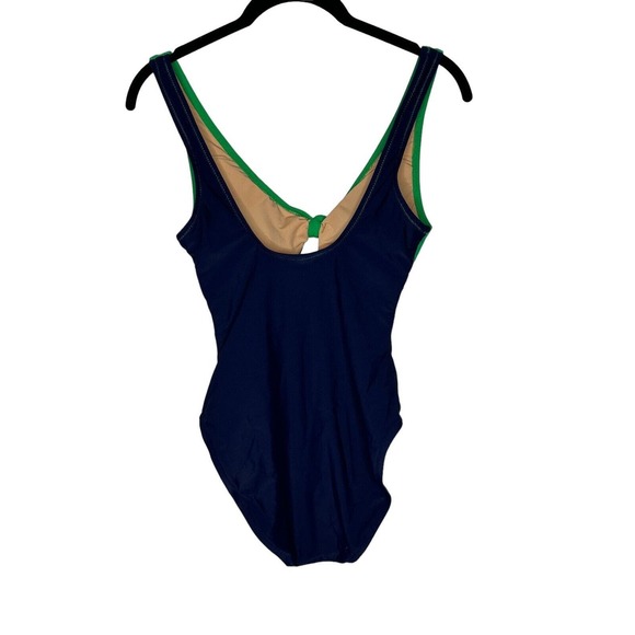 NWT J Crew Factory Womens One Piece Swimsuit XS Cutout Bow Lined Blue and Green - Picture 5 of 10